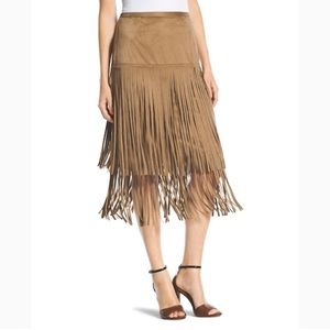 Chico’s Faux Suede. Fringe Skirt NWWT!!!SZ 1.5